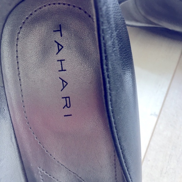 TAHARI - Black leather stilettos pointed toes 8.5 - Picture 5 of 8